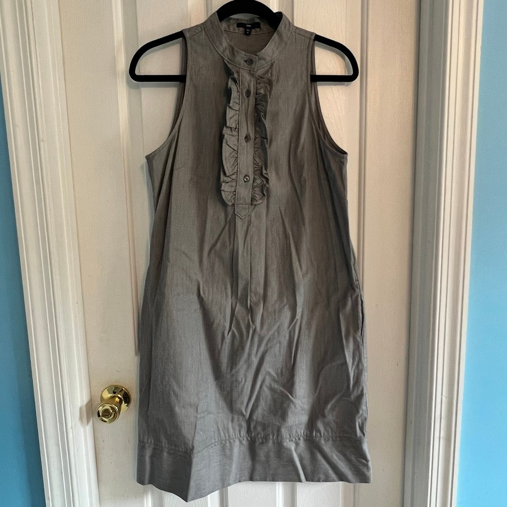 Gap Womens Grey White Striped Tuxedo Front Sleeveless Shift‎ Dress Size 6 Cotton